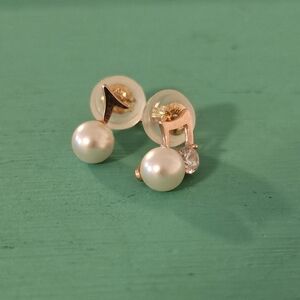 14k Rose Gold Music Note Pearl Earring Studs, Beam Note & Quaver, Pearls